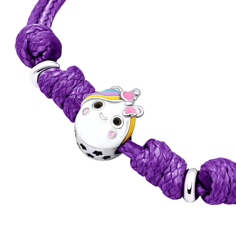Браслет на шнурке Единорожек с разноцветной эмалью фото