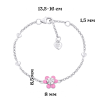 Браслет на ланцюжку Магнолія з рожевою емаллю та фіанітом фото №2