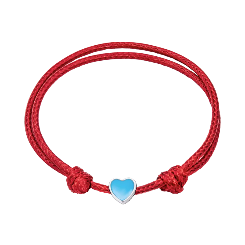 Браслет на шнурку Україна з серцем із блакитною емаллю фото