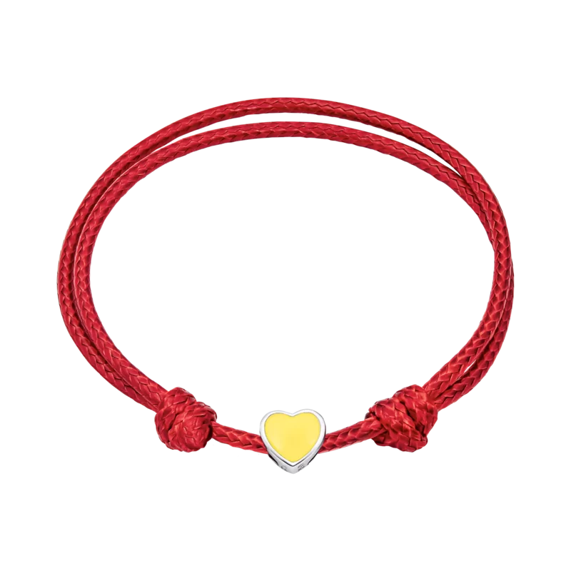 Браслет на шнурку Україна з серцем із жовтою емаллю фото