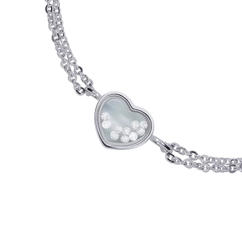 Браслет на ланцюжку Серце мале з білими рухливими Swarovski Zirconia фото