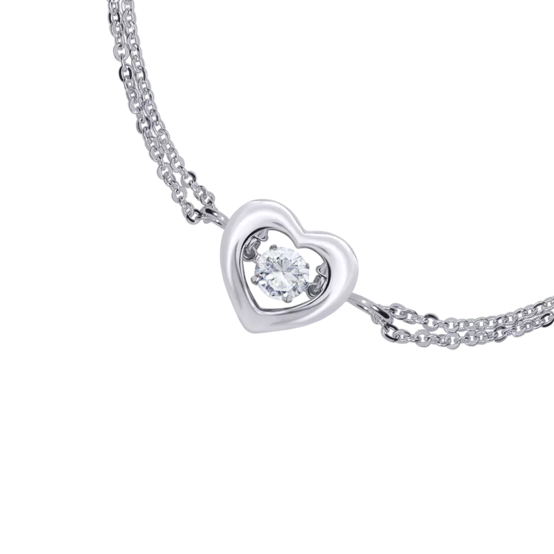 Bracelet on chain Big Heart with dancing Swarovski Zirconia photo