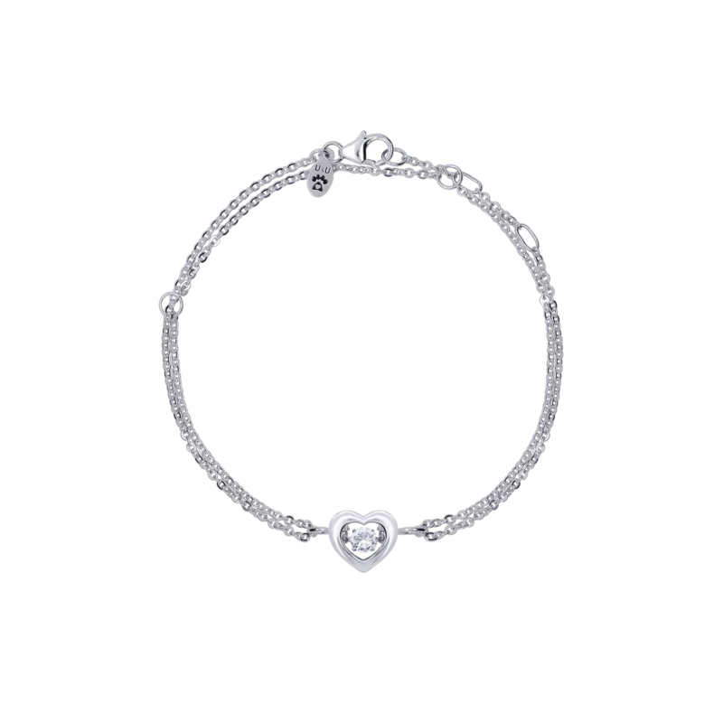 Браслет на ланцюжку Серце мале з танцюючим каменем фото