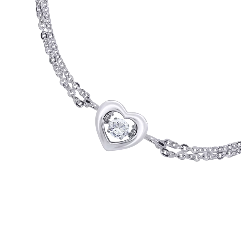 Браслет на ланцюжку Серце велике з танцюючим каменем фото