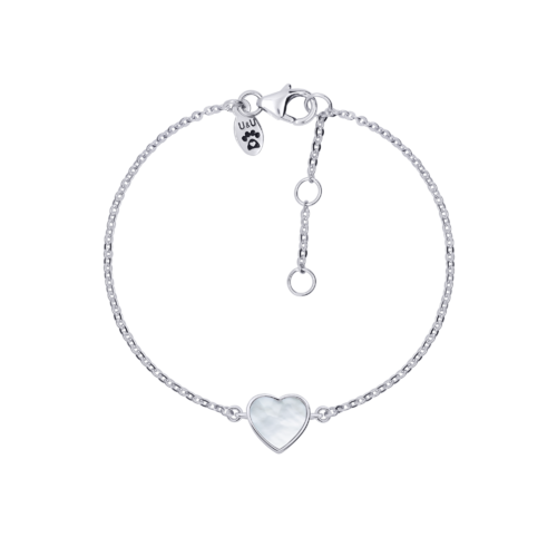 Браслет на цепочке Сердце малое с перламутром фото