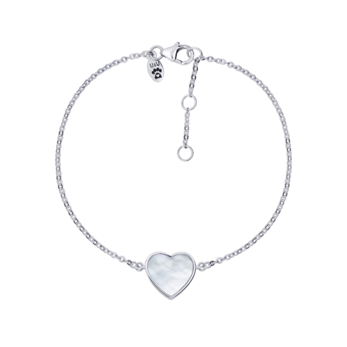 Браслет на цепочке Сердце большое с перламутром фото