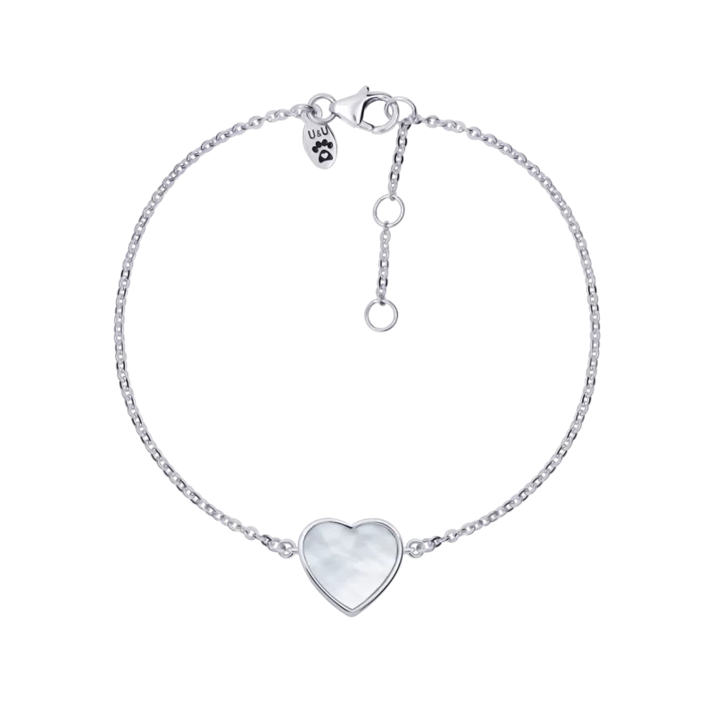 Bracelet on chain Big Heart with mother-of-pearl photo