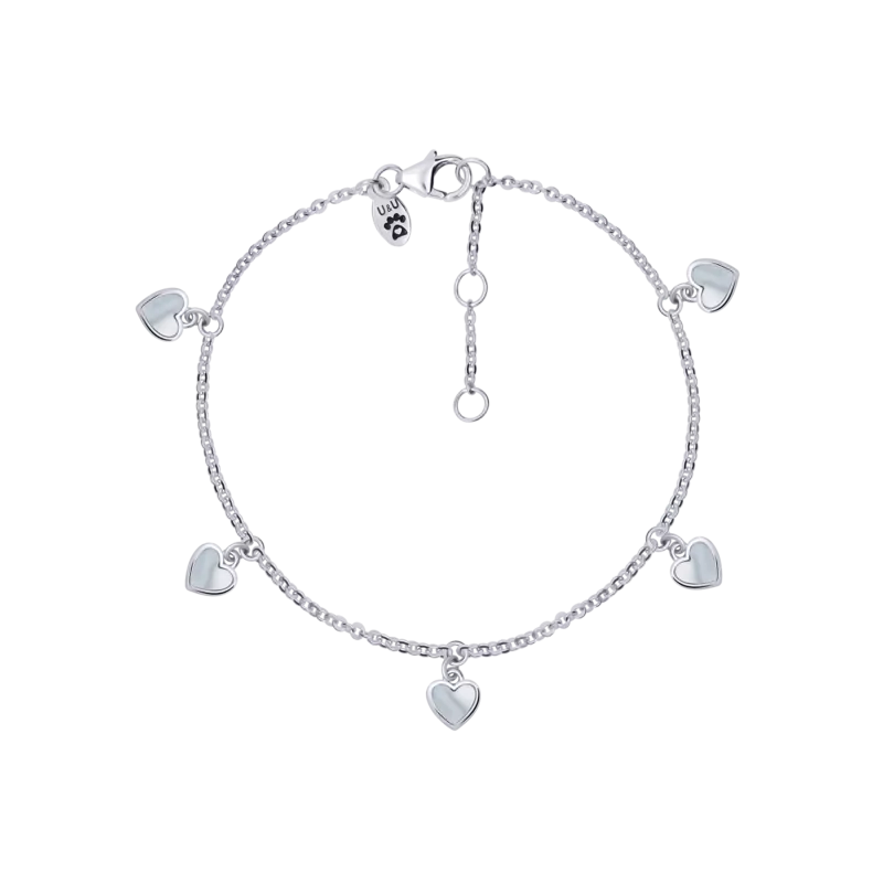 Браслет на ланцюжку Серце велике з підвісами з перламутром фото