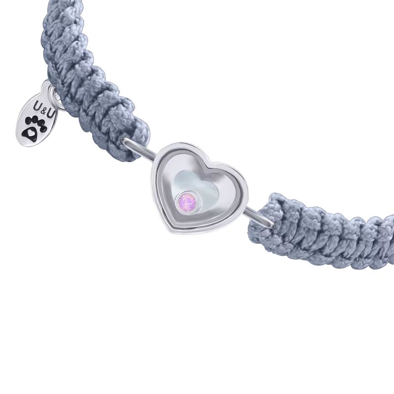 Braided bracelet Little Heart with pink moving opal photo