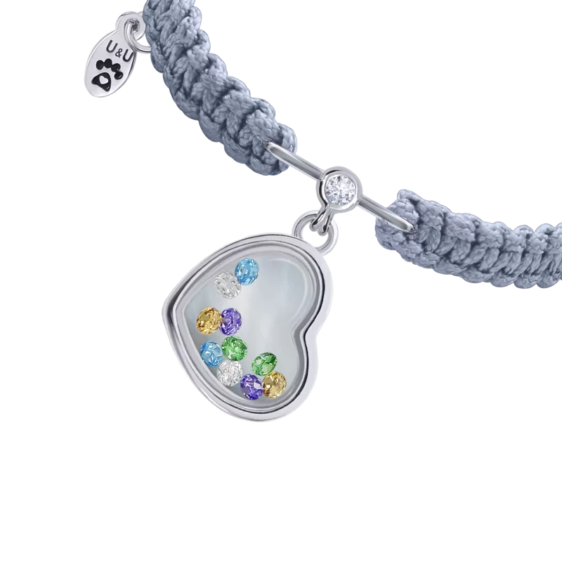 Braided bracelet Big Heart with colored moving Swarovski Zirconia photo