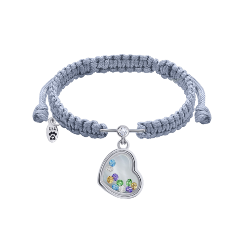 Браслет плетеный Сердце малое с цветными подвижными фианитами фото