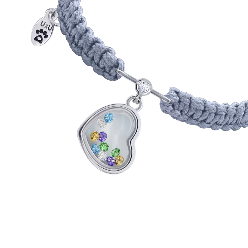 Braided bracelet Little Heart with colored moving Swarovski Zirconia photo