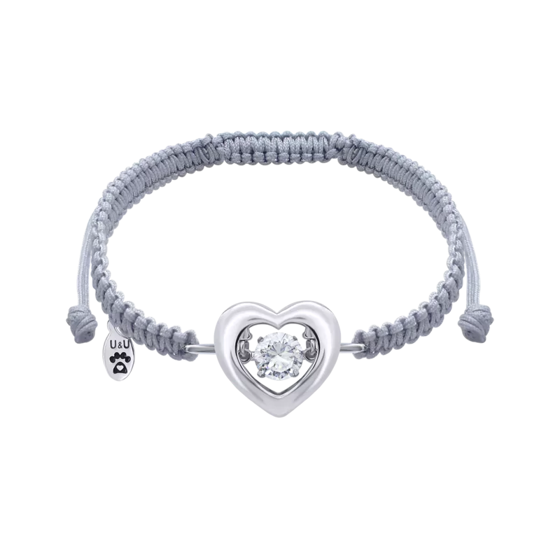 Braided bracelet Big Heart with dancing stone photo