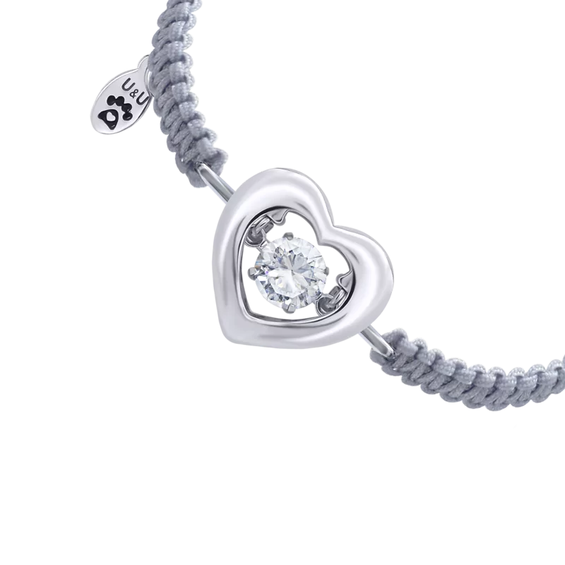 Braided bracelet Big Heart with dancing stone photo