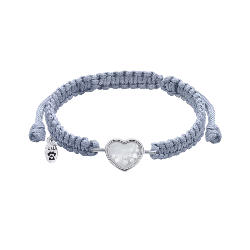 Braided bracelet Little Heart with white moving Swarovski Zirconia photo