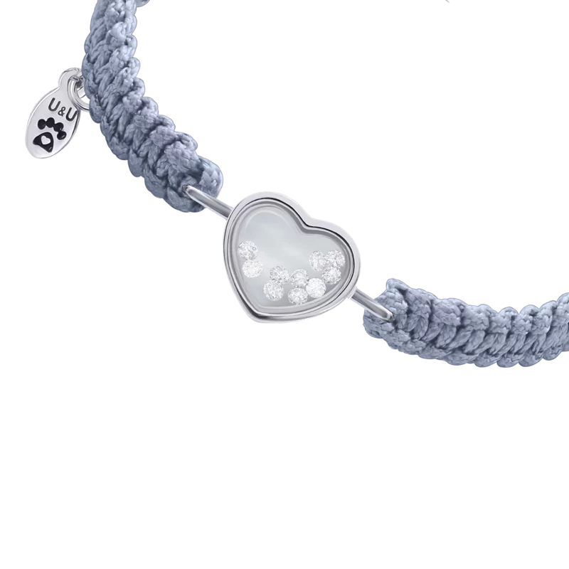 Braided bracelet Little Heart with white moving Swarovski Zirconia photo