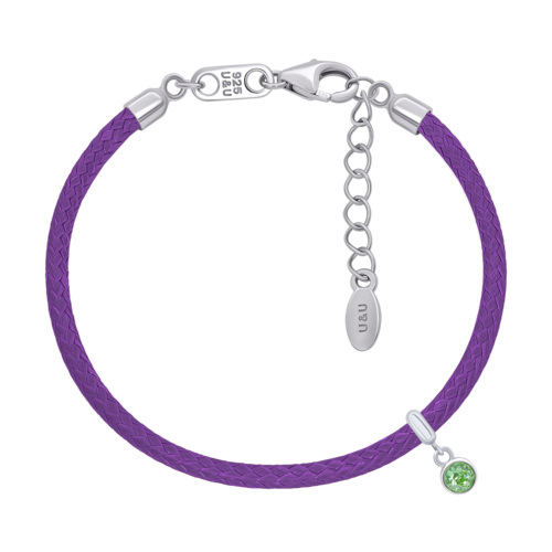 Браслет на шнурке Талисман с зеленым фианитом фото