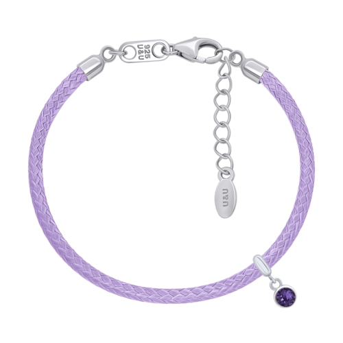Браслет на шнурку Талісман з фіолетовим фіанітом фото