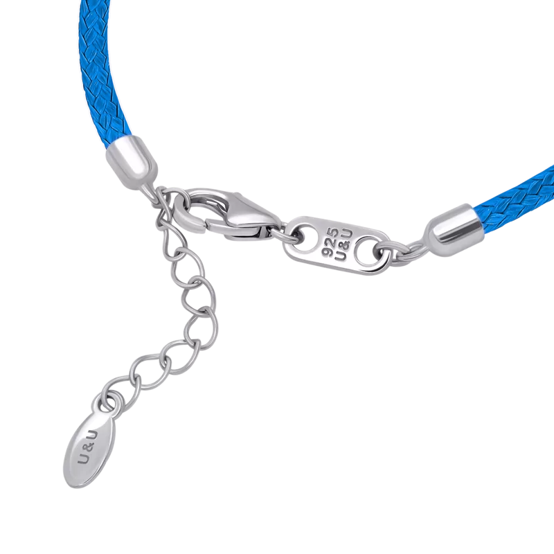Браслет зі срібними застібками синій (Близнюки) фото