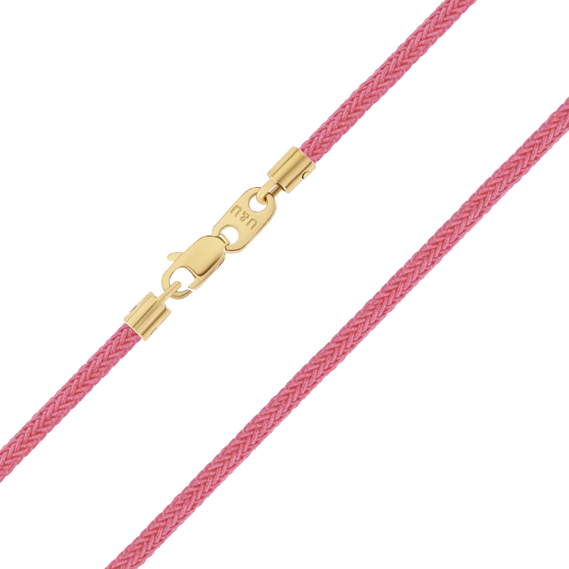 Колье шелковое с золотыми застежками розовое фото