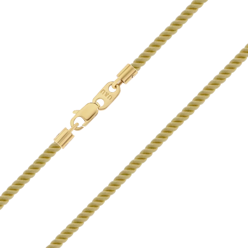 Шнурок шовковий із золотими застібками золотий фото