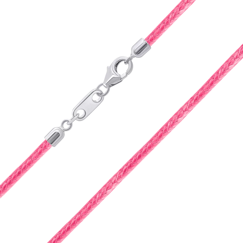 Шнурок зі срібними застібками (Телець) рожевий фото