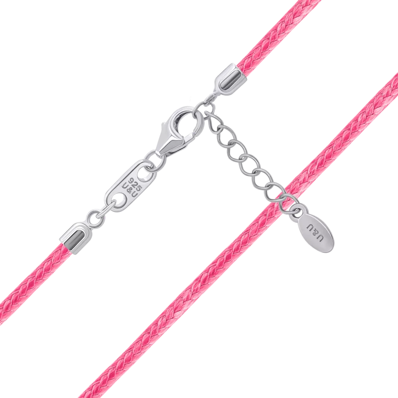 Шнурок зі срібними застібками рожевий (Телець), 33-35 см фото