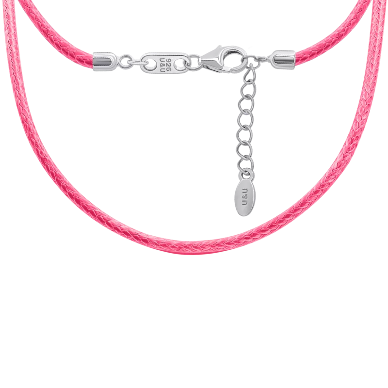 Шнурок с серебряной застежкой розовый (Телец), 33-35 см фото
