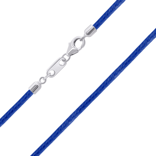 Шнурок с серебряной застежкой синий фото