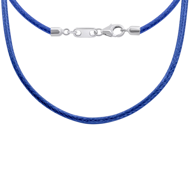 Шнурок зі срібними застібками (Близнюки) синій фото