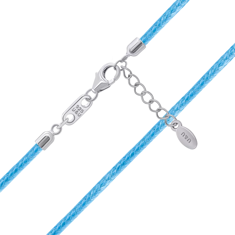 Шнурок с серебряной застежкой голубой (Рак), 33-35 см фото