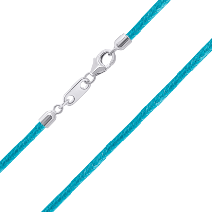 Шнурок с серебряной застежкой бирюзовый фото