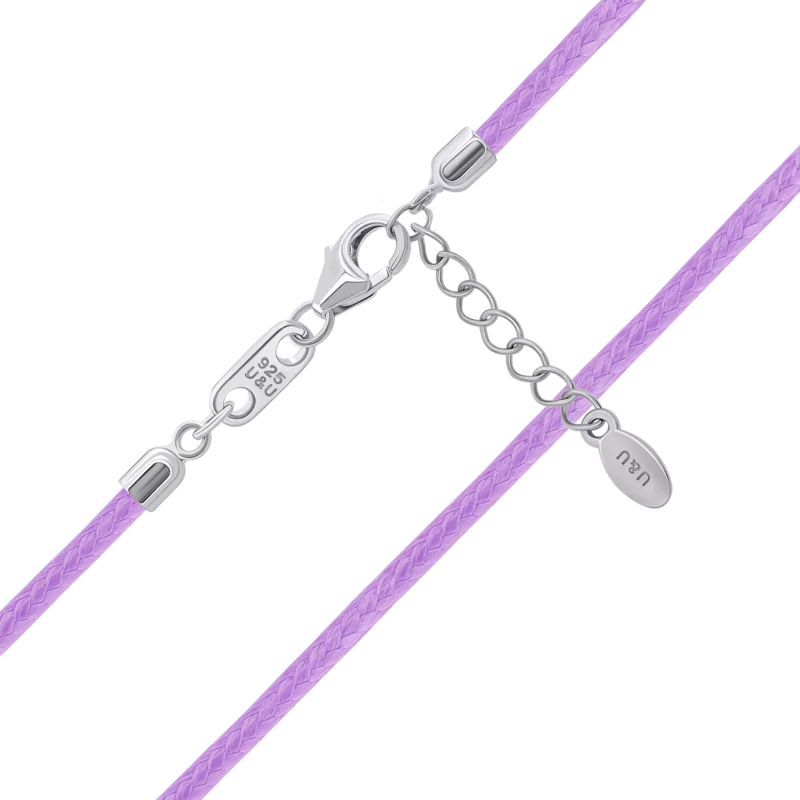 Шнурок зі срібними застібками фіолетовий (Скорпіон), 33-35 см фото