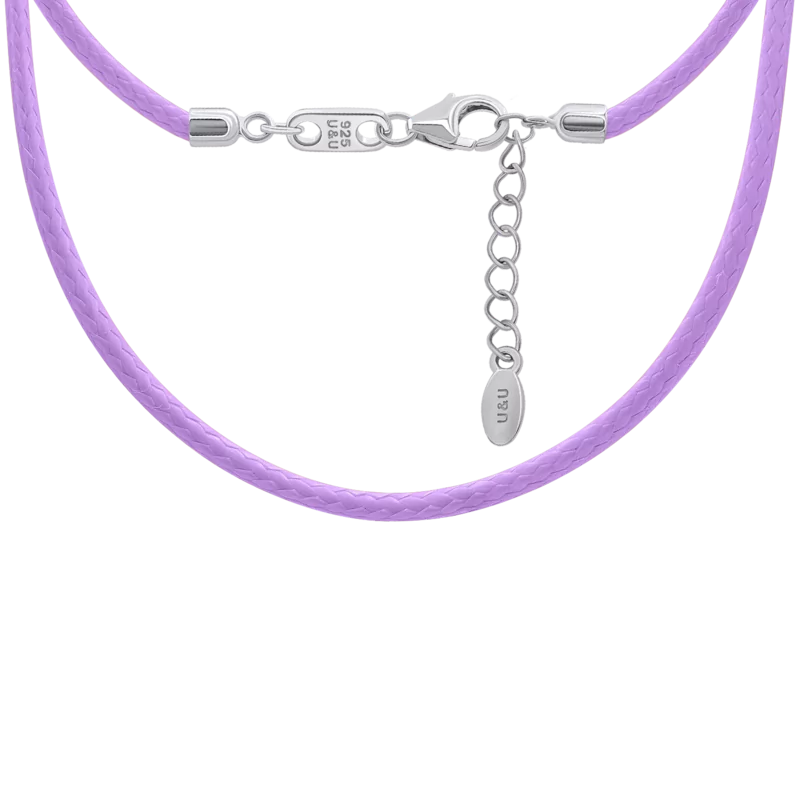 Шнурок зі срібними застібками фіолетовий (Скорпіон), 33-35 см фото