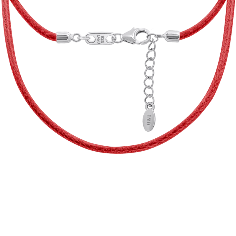 Шнурок с серебряной застежкой красный (Стрелец), 33-35 см фото
