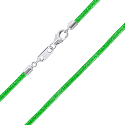 Шнурок с серебряной застежкой зеленый фото