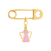 Булавка із жовтого золота Янголятко з рожевою та білою емаллю фото №1