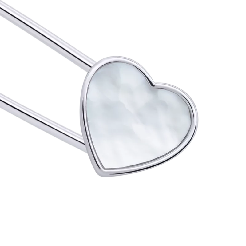 Булавка Серце мале з перламутром фото