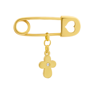 Булавка золотая с крестиком и бриллиантами фото