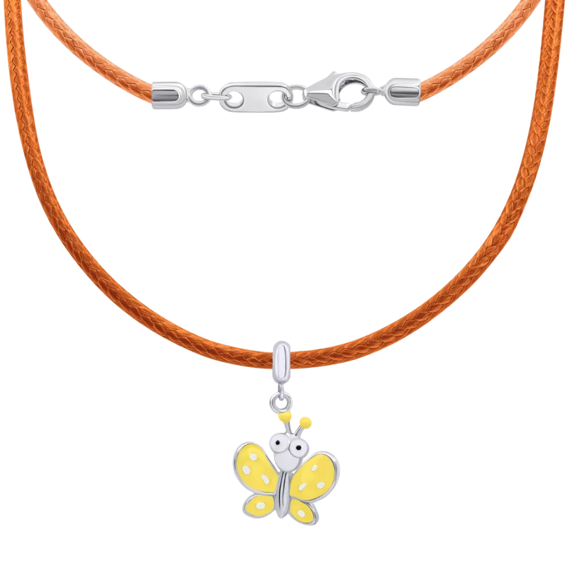 Necklace Butterfly with Eyes with yellow and white enamel photo