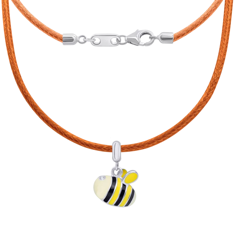 Necklace Bee with enamel and Cubic Zirconia photo