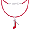Колье на шнурке Туфелька с красной эмалью и фианитами фото №1