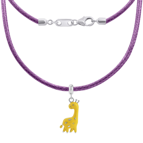 Колье на шнурке Жираф с желтой эмалью фото