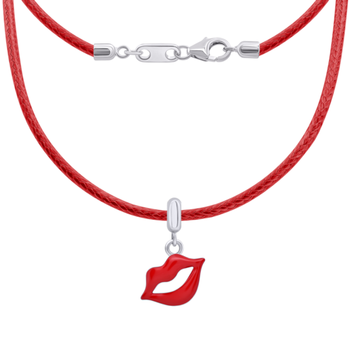 Кольє на червоному шнурку Губки з червоною емаллю фото