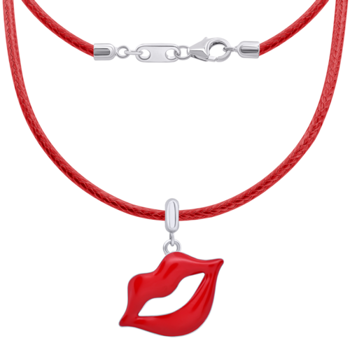 Кольє на червоному шнурку Губки максі з червоною емаллю фото