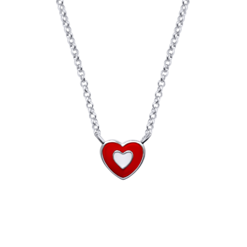 Колье Сердечко в сердечке красно-белое фото