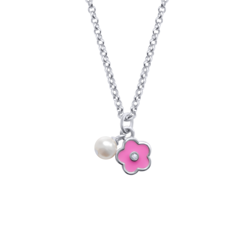 Колье Цветочек розовый фото