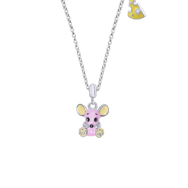 Necklace Pink Mouse with cheese photo