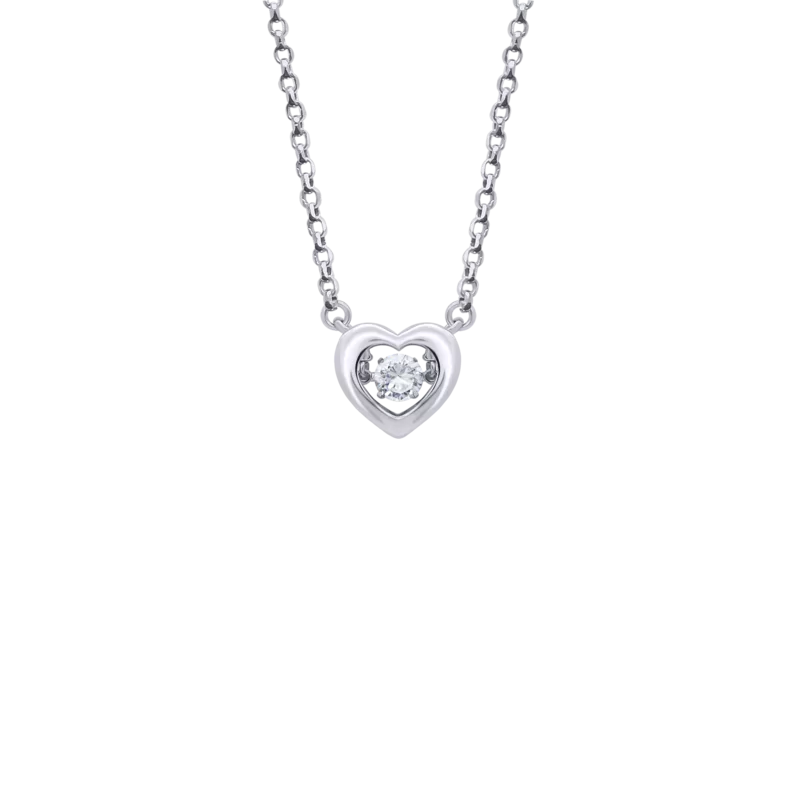 Кольє Серце мале з танцюючим каменем безбарвне фото