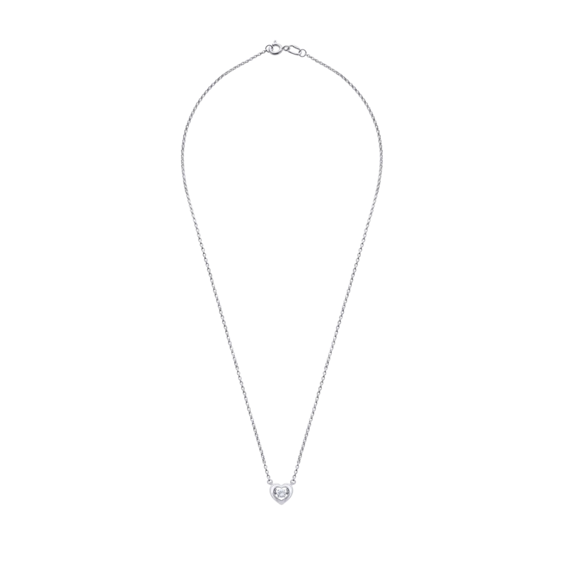 Кольє Серце мале з танцюючим каменем безбарвне фото